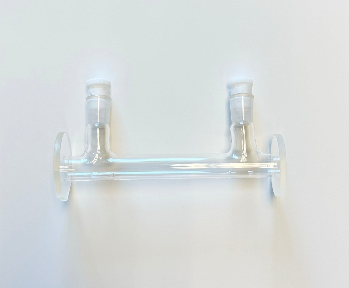 Cylindrical glass cell with PTFE stoppers, 100 (L) x 10 (ID) mm